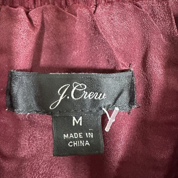 J. Crew Top Medium Red Pink Smocked Dot Crinkle Chiffon Top Holidays AC669 - Picture 2 of 6